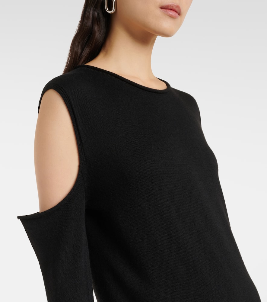 Caped wool maxi dress