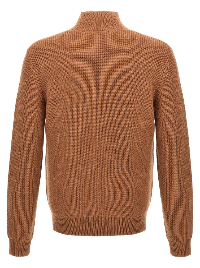 Puller half-zip ribbed jumper - Brown