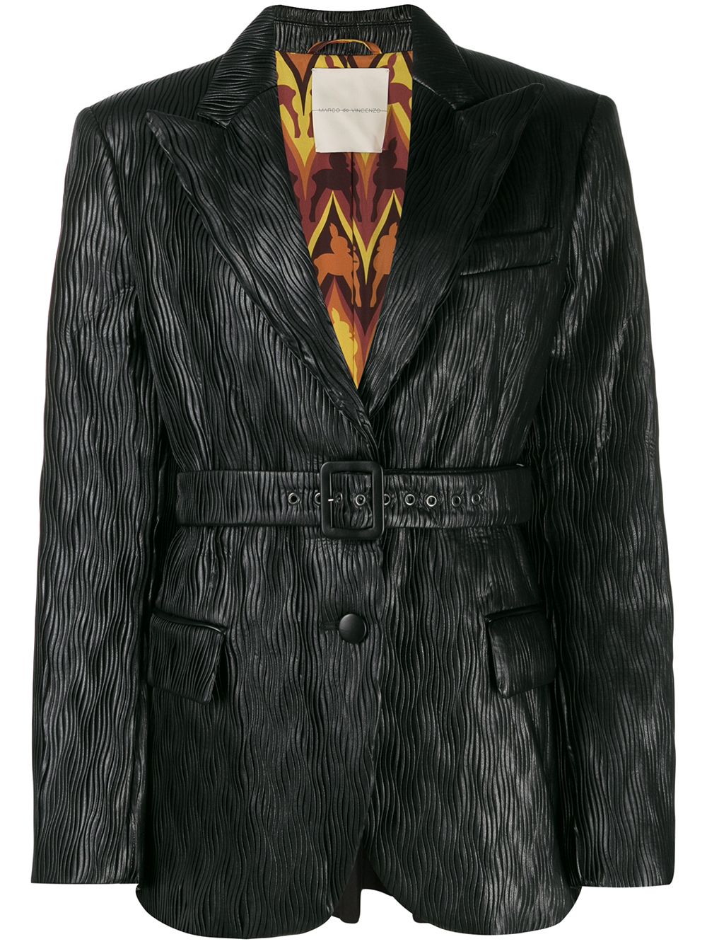 Belted pleated blazer - Black