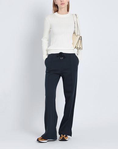 Cotton Ribbed Crewneck Woman Sweater White