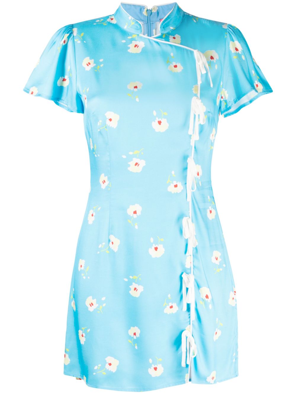 Floral-print short-sleeve minidress - Blue