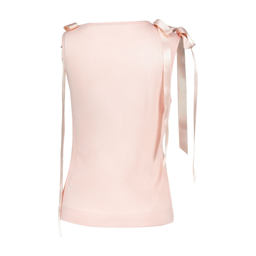 Bow Ribbon-Tail Tank Top — Pink
