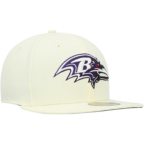 Men's Cream Baltimore Ravens Chrome Color Dim 59FIFTY Fitted Hat