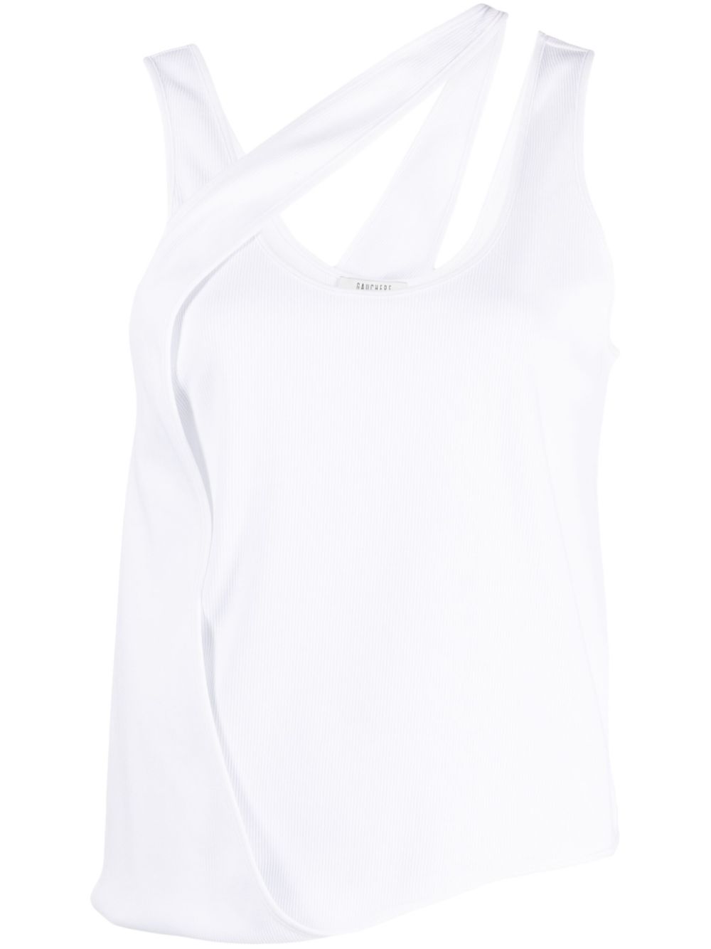 Mirror ribbed tank top - White