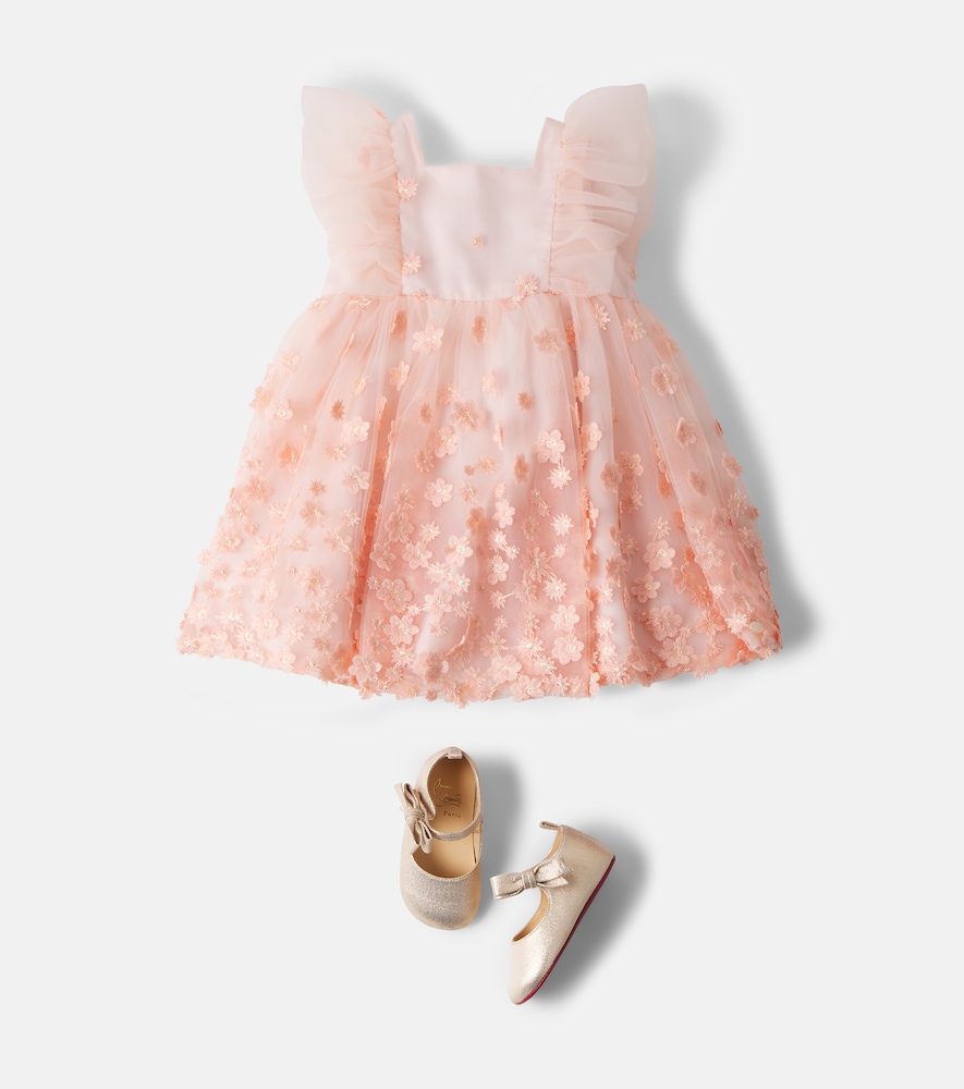 Baby floral-appliqué tulle dress