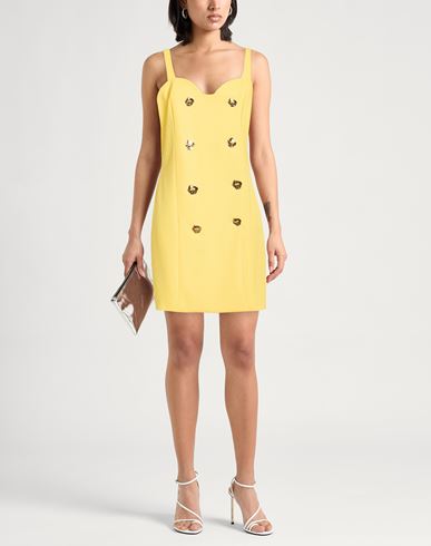 Woman Mini dress Yellow Size 8 Polyester, Elastane
