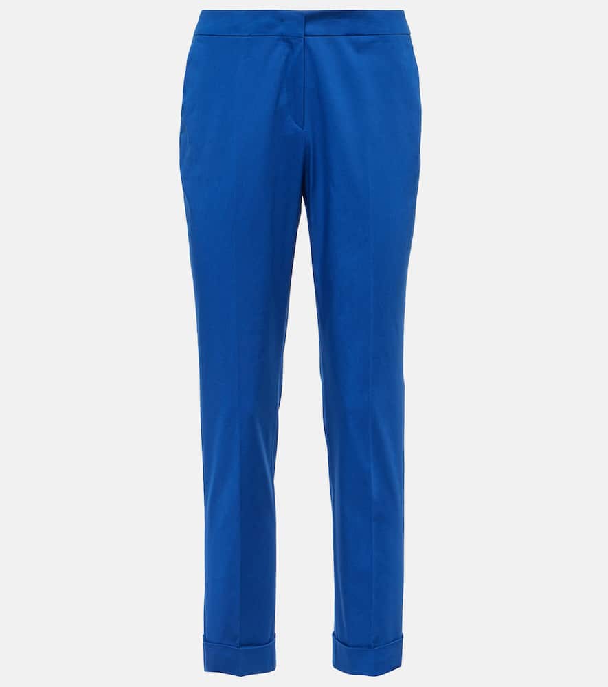 High-rise cotton-blend straight pants