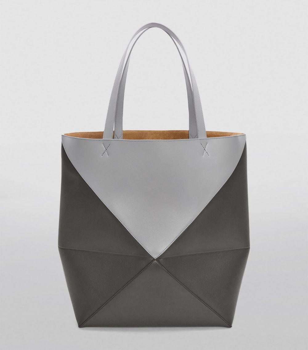 Large Leather Fold Puzzle Tote Bag