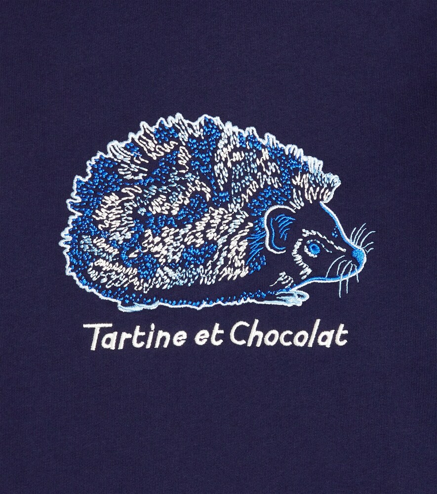 Embroidered cotton jersey hoodie