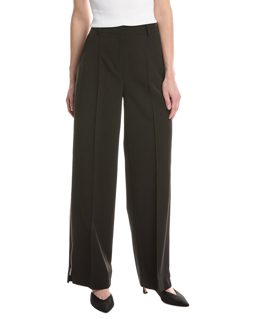 High Rise Zipper Pintuck Wide Leg Pant
