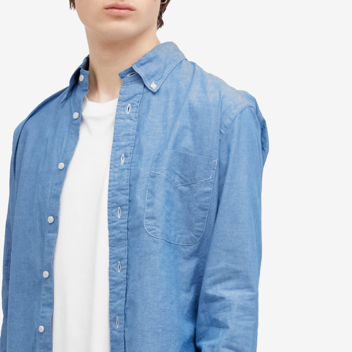 Men's Button Down Chambray Shirt in Blue