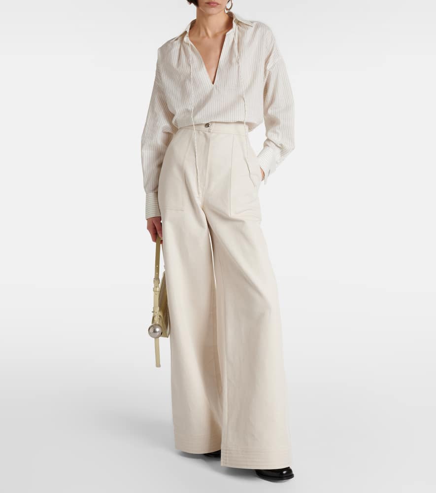 Oboli cotton and linen wide-leg pants
