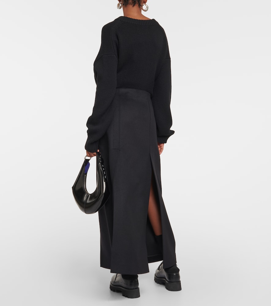 Virgin wool-blend maxi skirt