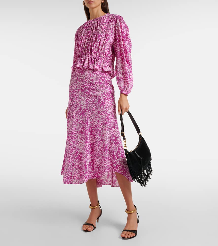 Gelina printed silk-blend top