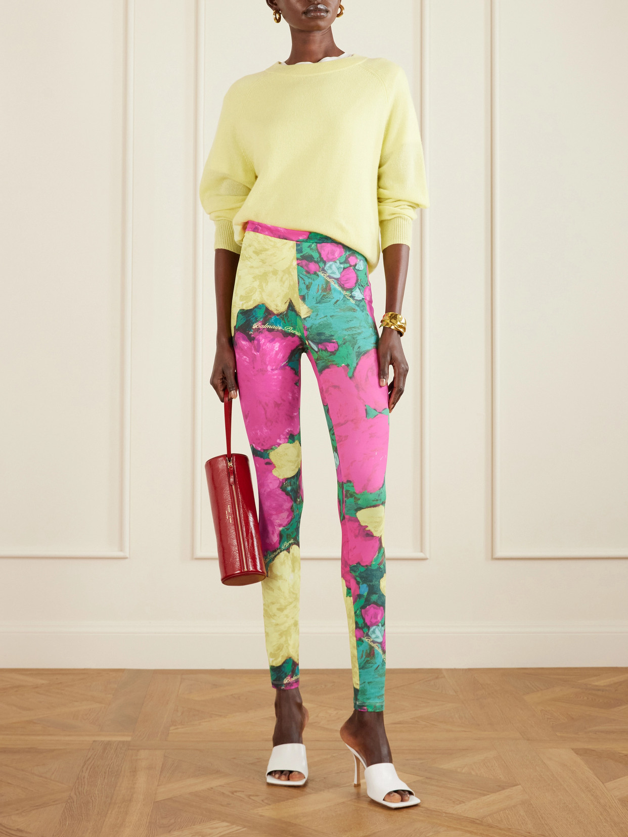 Printed Stretch-jersey Leggings - Green