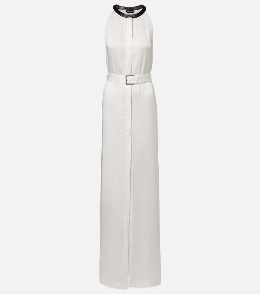 Crêpe satin maxi dress