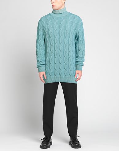 Man Turtleneck Sky blue Size 44 Merino Wool, Silk, Cashmere