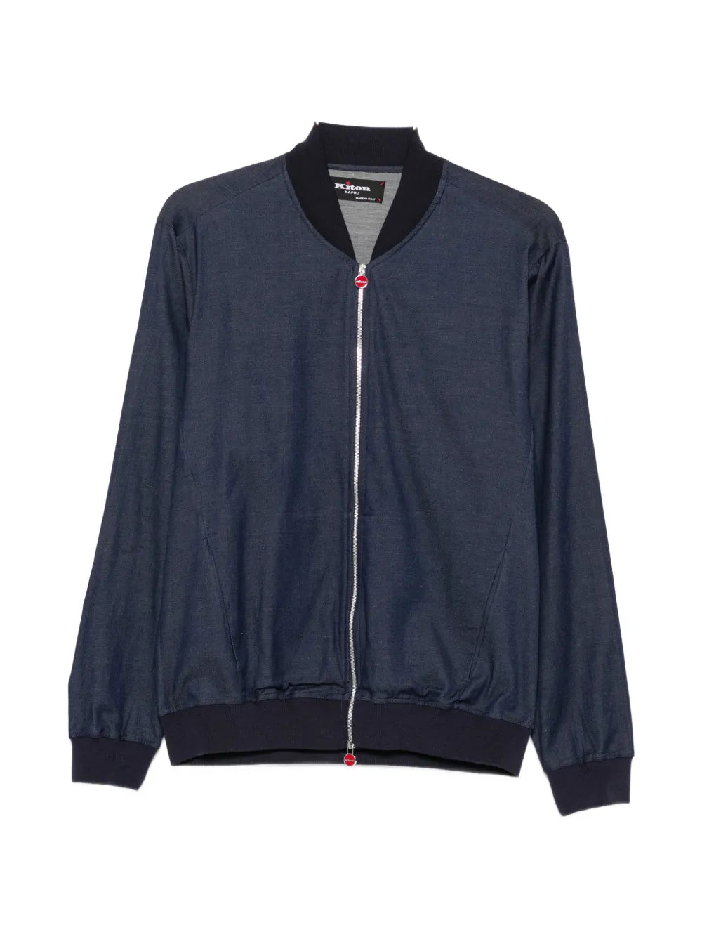 Denim Zip-Up Bomber Jacket — Navy