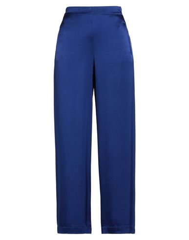 Niū Woman Pants Blue Size M Acetate, Silk