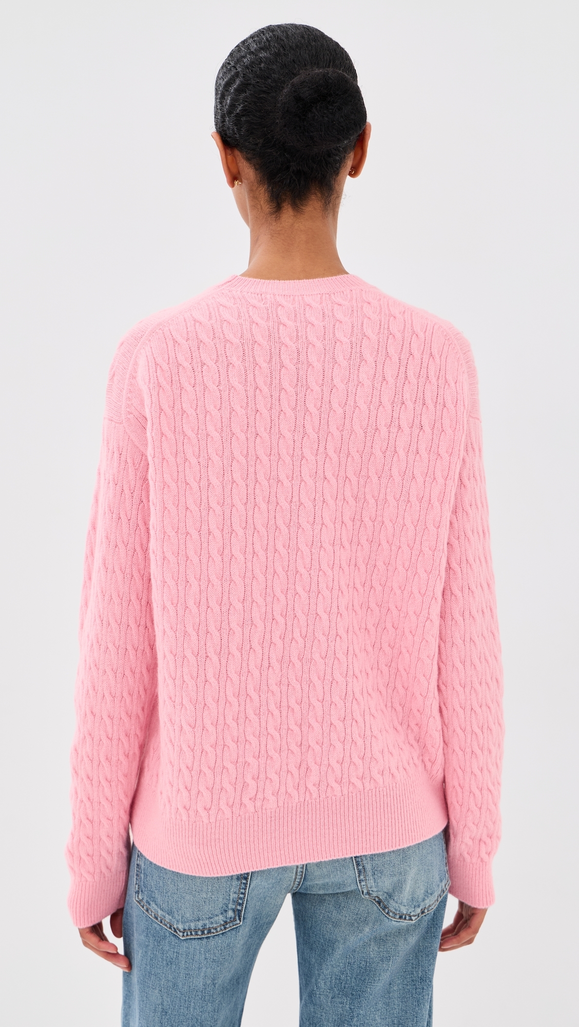 &Wool Cable Knit Pullover Pale Pink