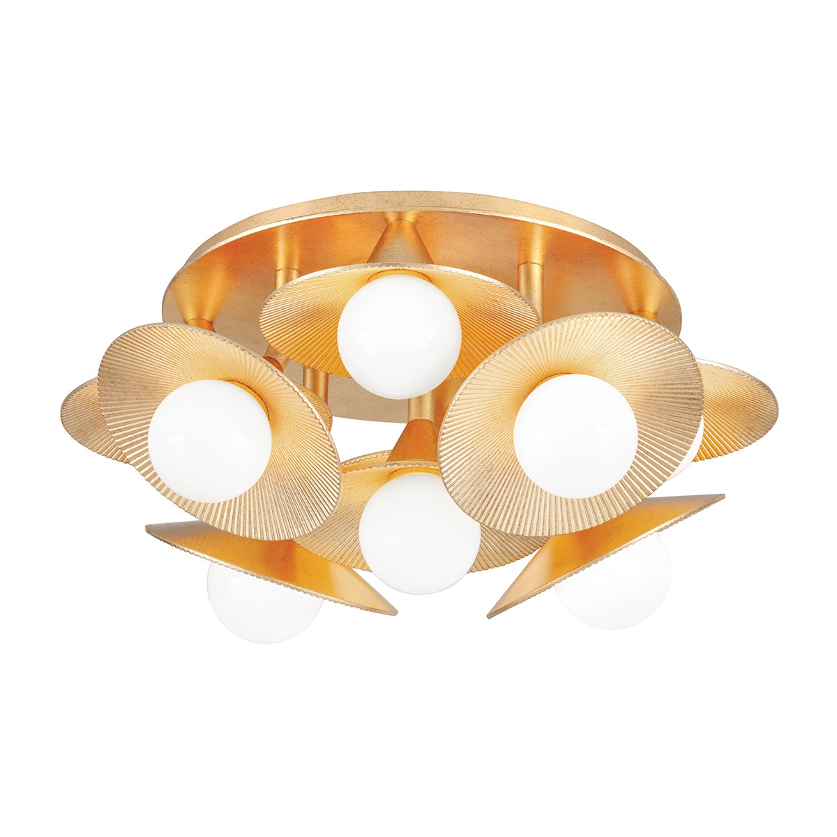 Vintage Gold Leaf Nine Light Semi Flush Mount from the Emerald Collection