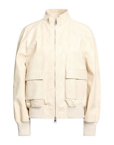 Woman Jacket Cream Size 6 Polyurethane, Polyester, Cotton