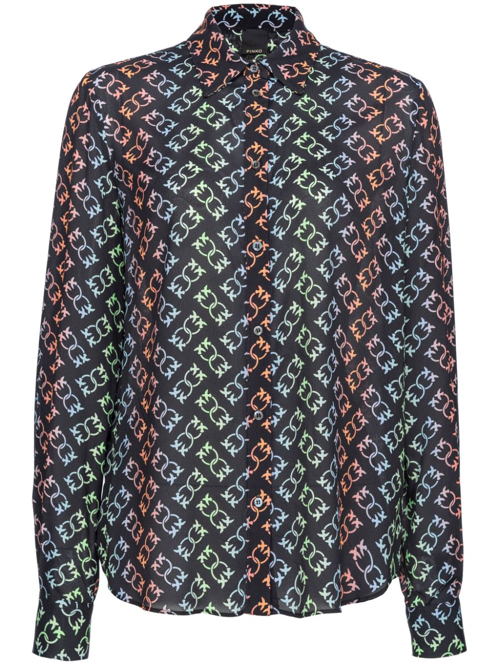 New Nora Love Birds-pattern shirt - Black