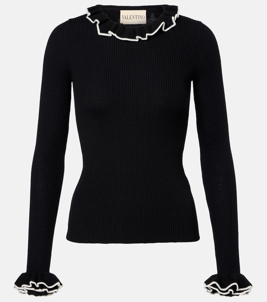 Ruffled virgin wool sweater