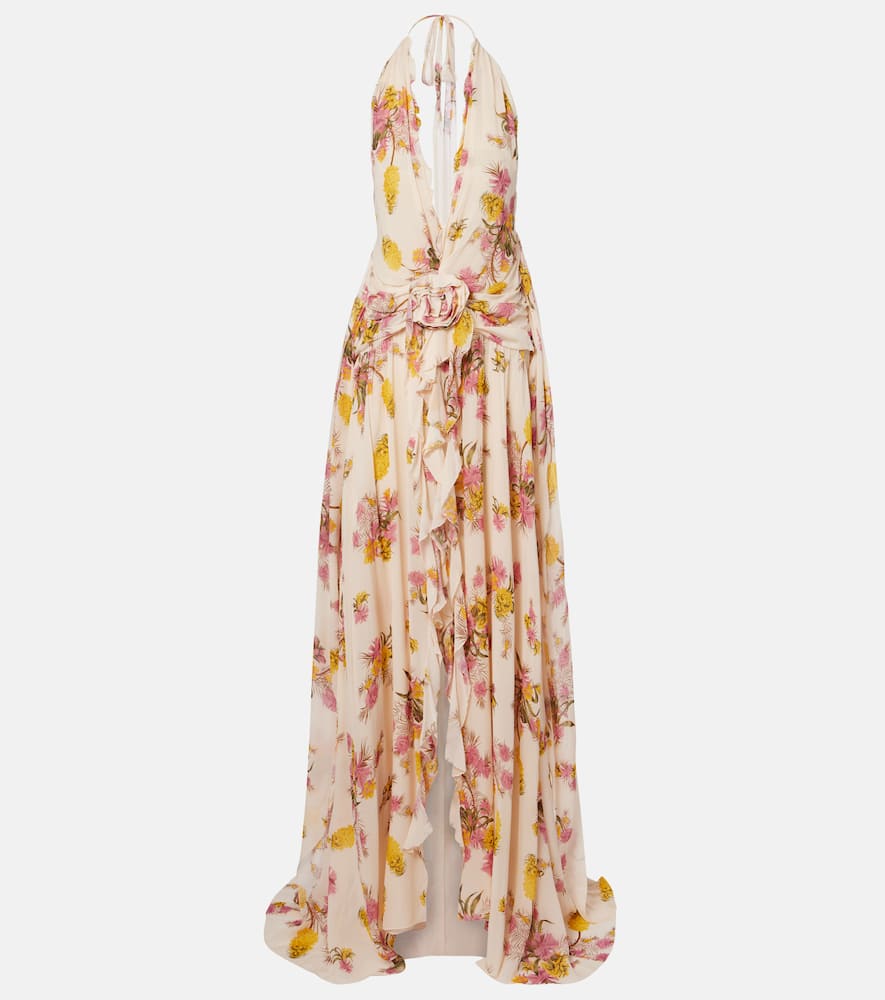 Floral ruffled georgette gown