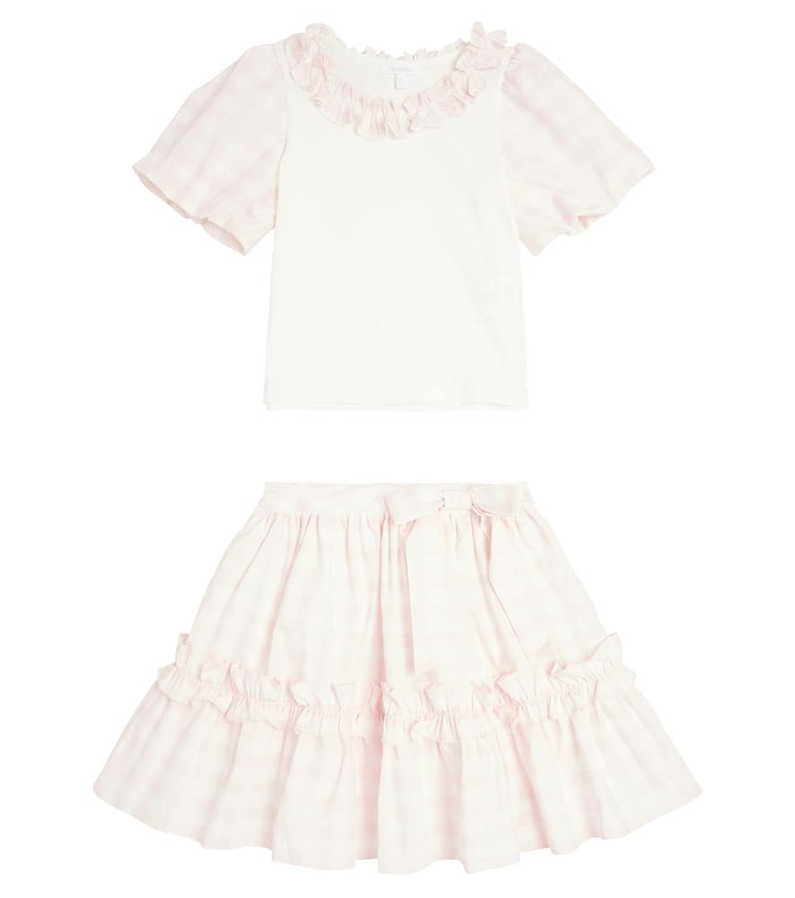 Gingham cotton top and skirt set
