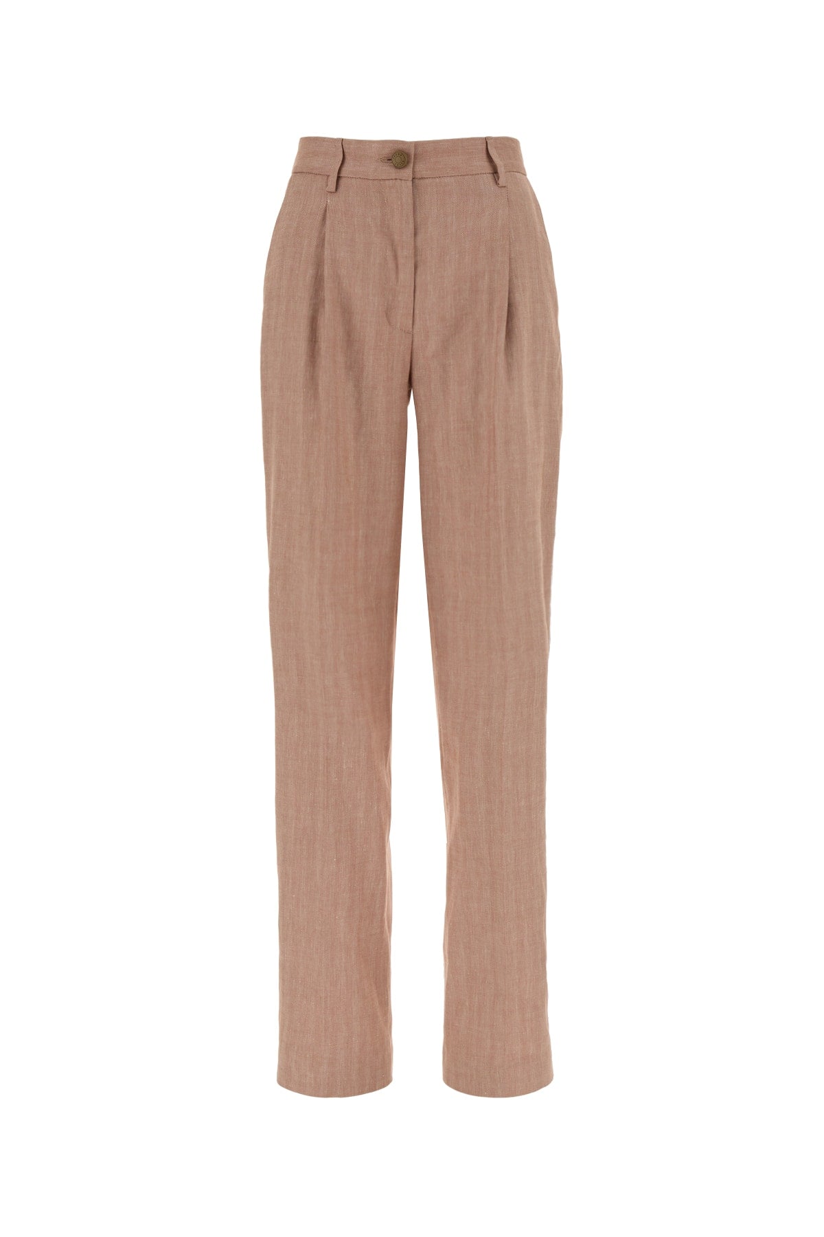 Linen-Viscose Blend Trousers — Beige