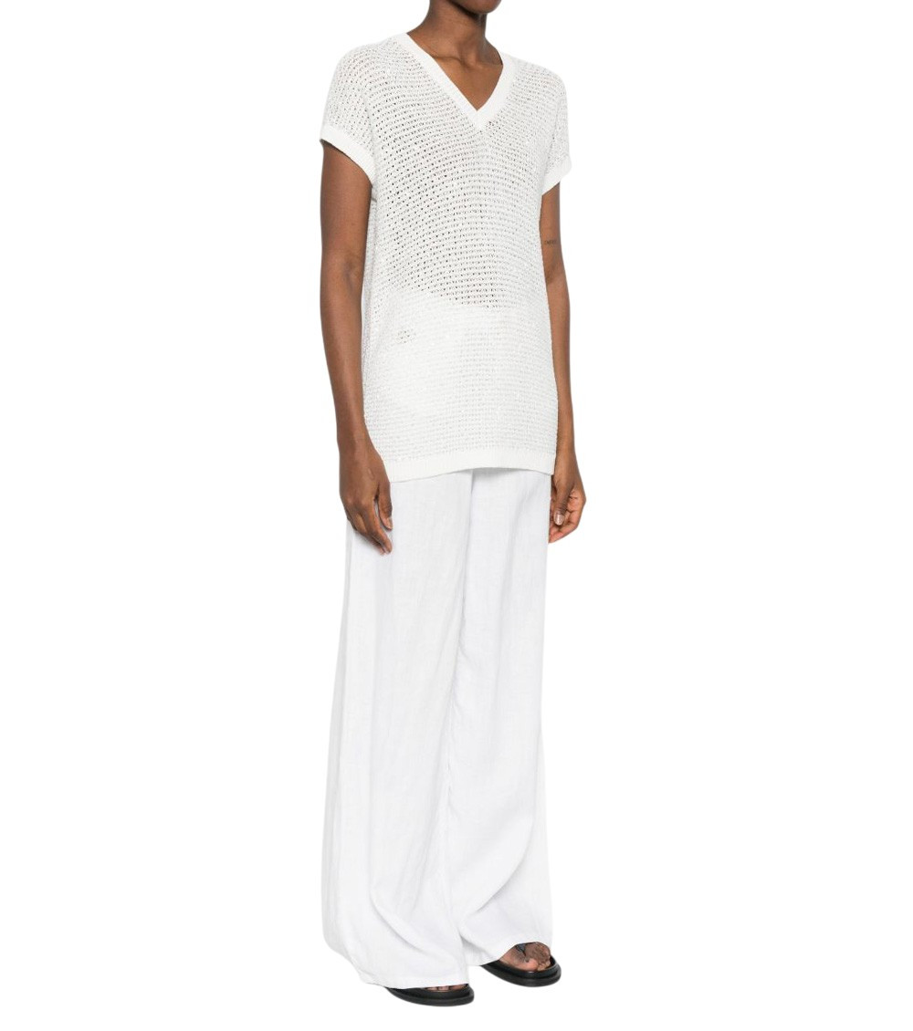 Fabiana Filippi - v neck sequin knit short sleeve top