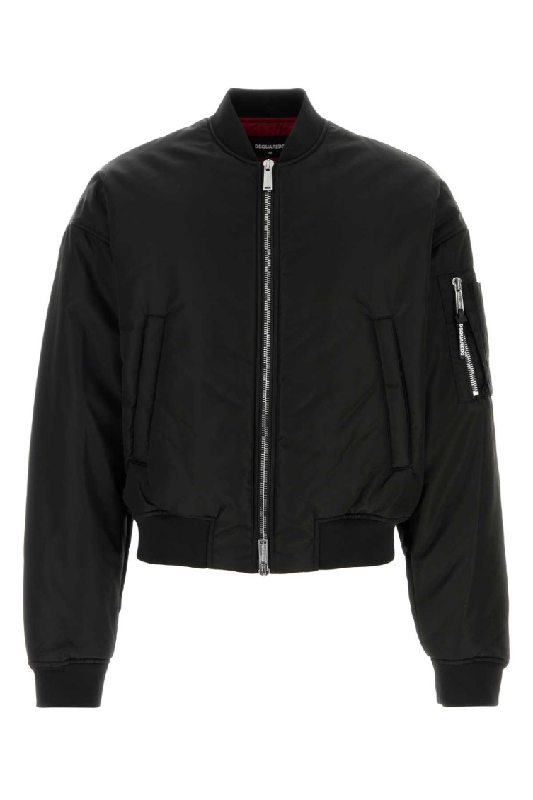 Black Nylon Bomber Jacket
