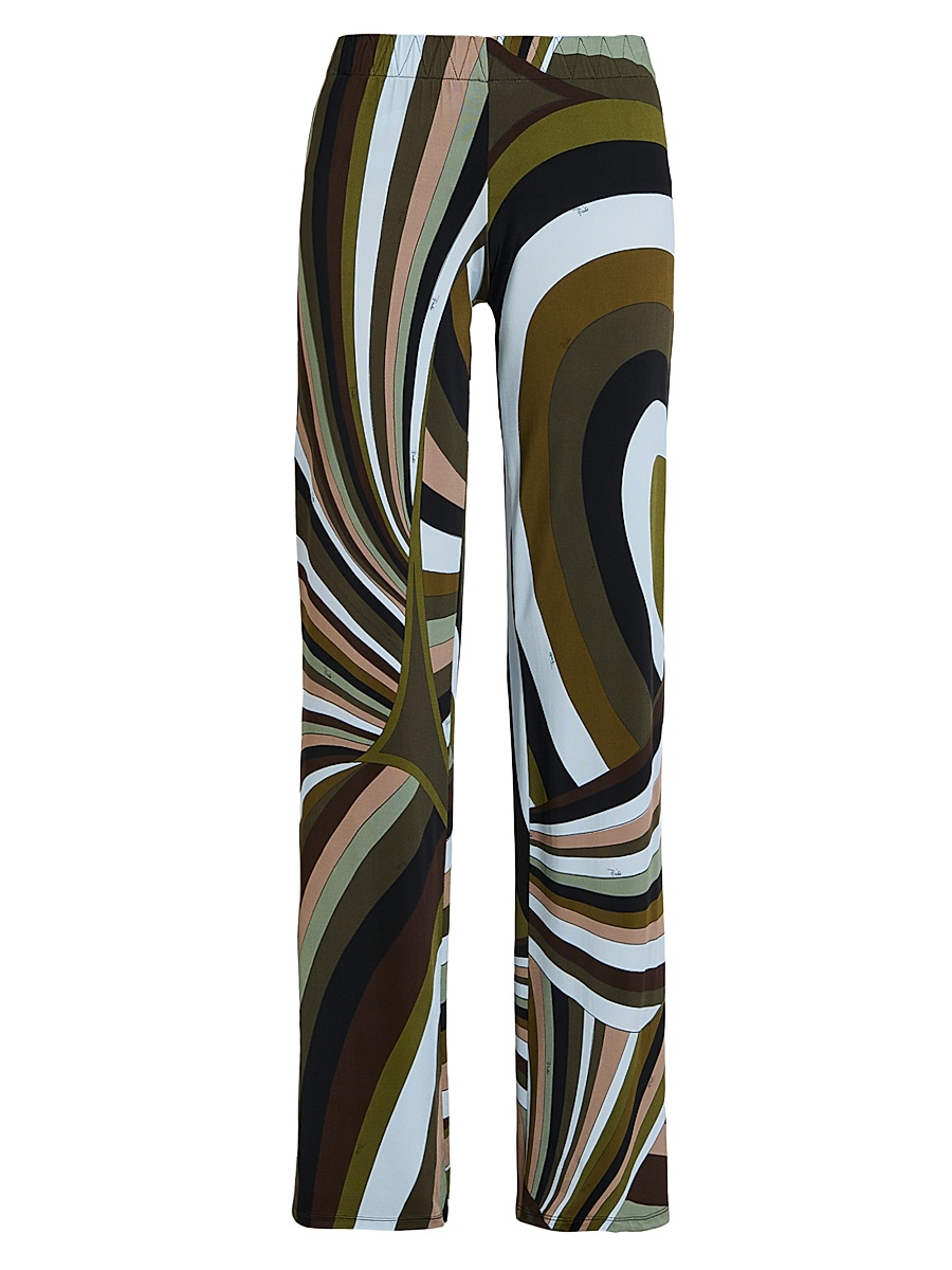 Women's L'Alba Printed Jersey Satin Regular-Fit Pants - Khaki Blue