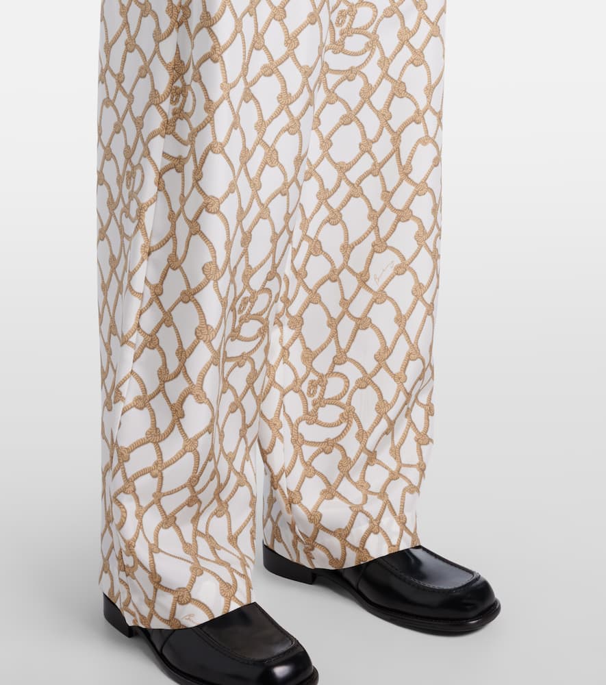 Printed high-rise silk palazzo pants