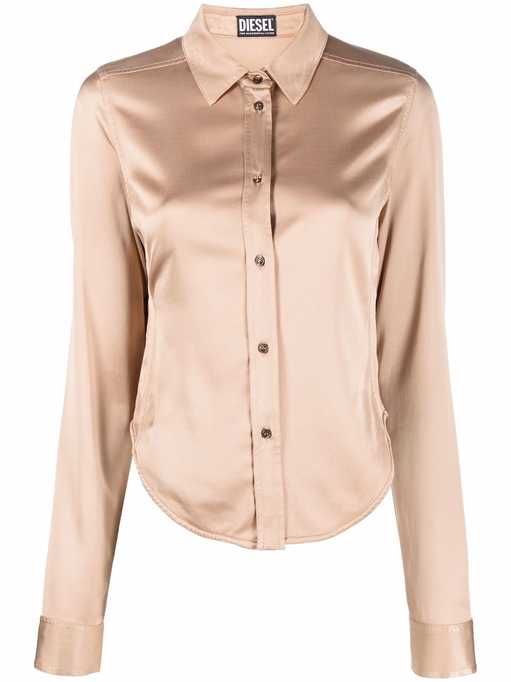 Curved-hem long-sleeve shirt - Neutrals