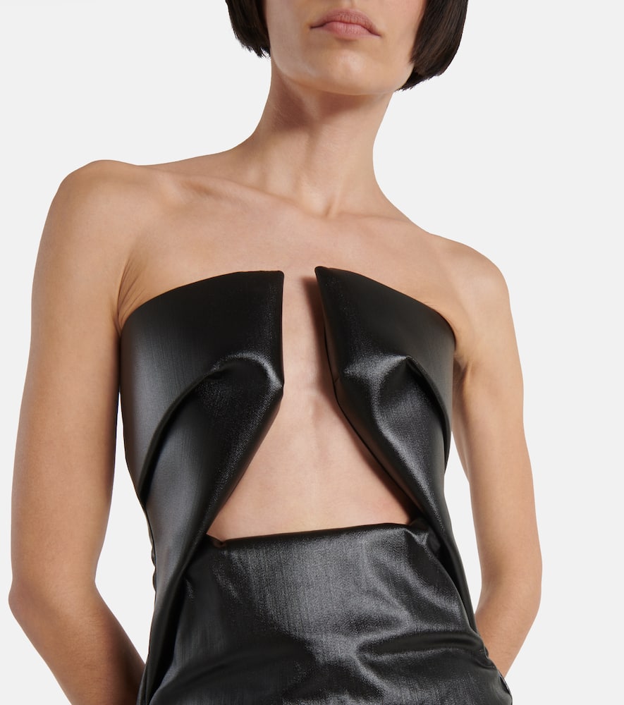 Prong cutout coated denim gown