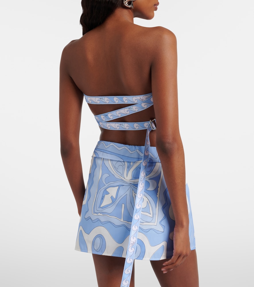 Printed cotton toile bandeau top
