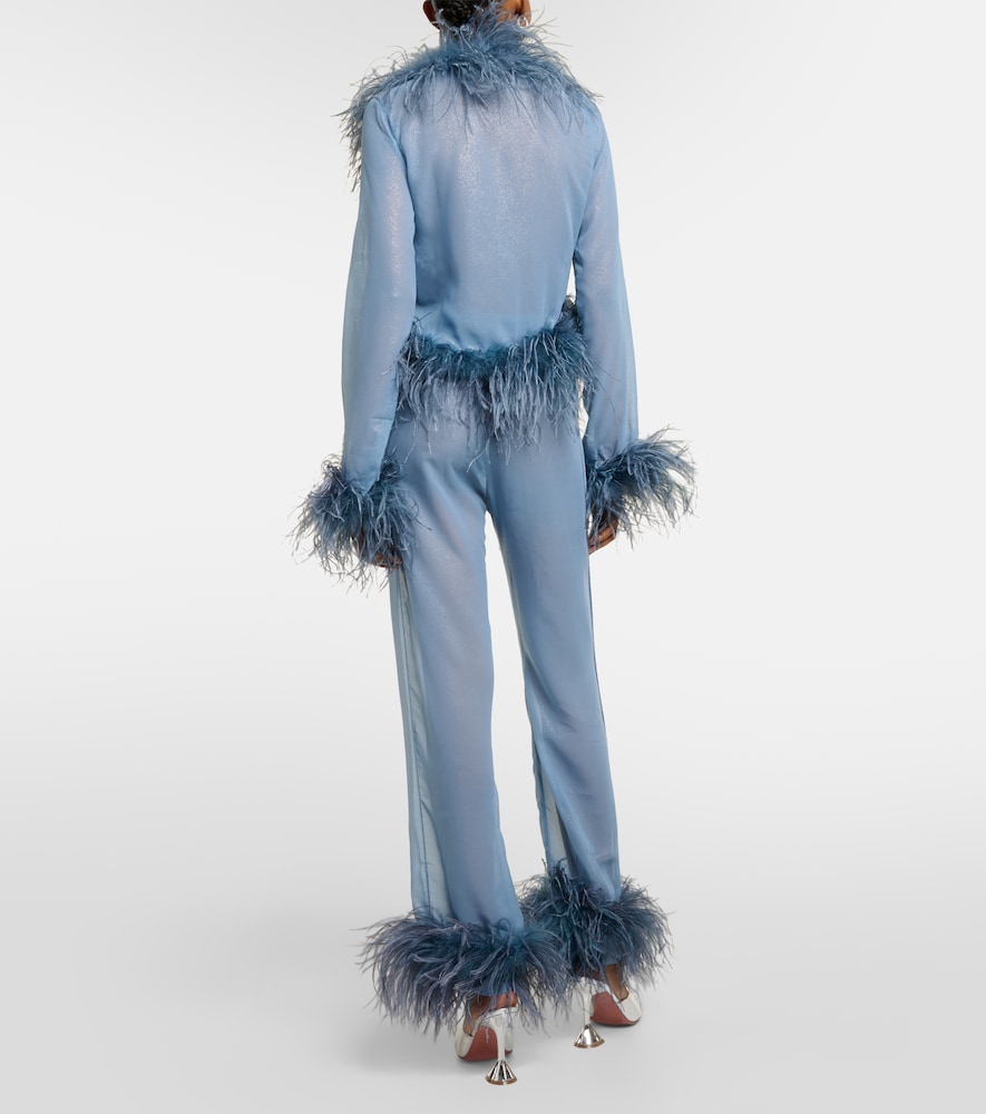 Oséree Feather-trimmed blouse