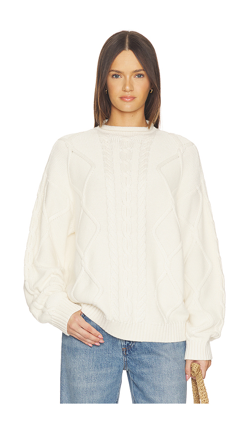 SRG Amberlyn Roll Neck Cable Sweater in Ivory - Ivory. M also in L, S, XL