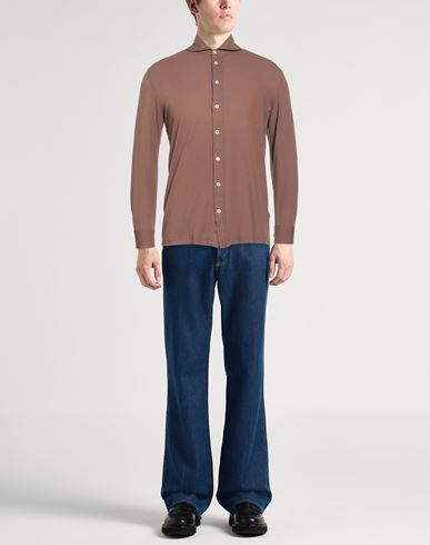 Man Shirt Brown Size 36 Cotton