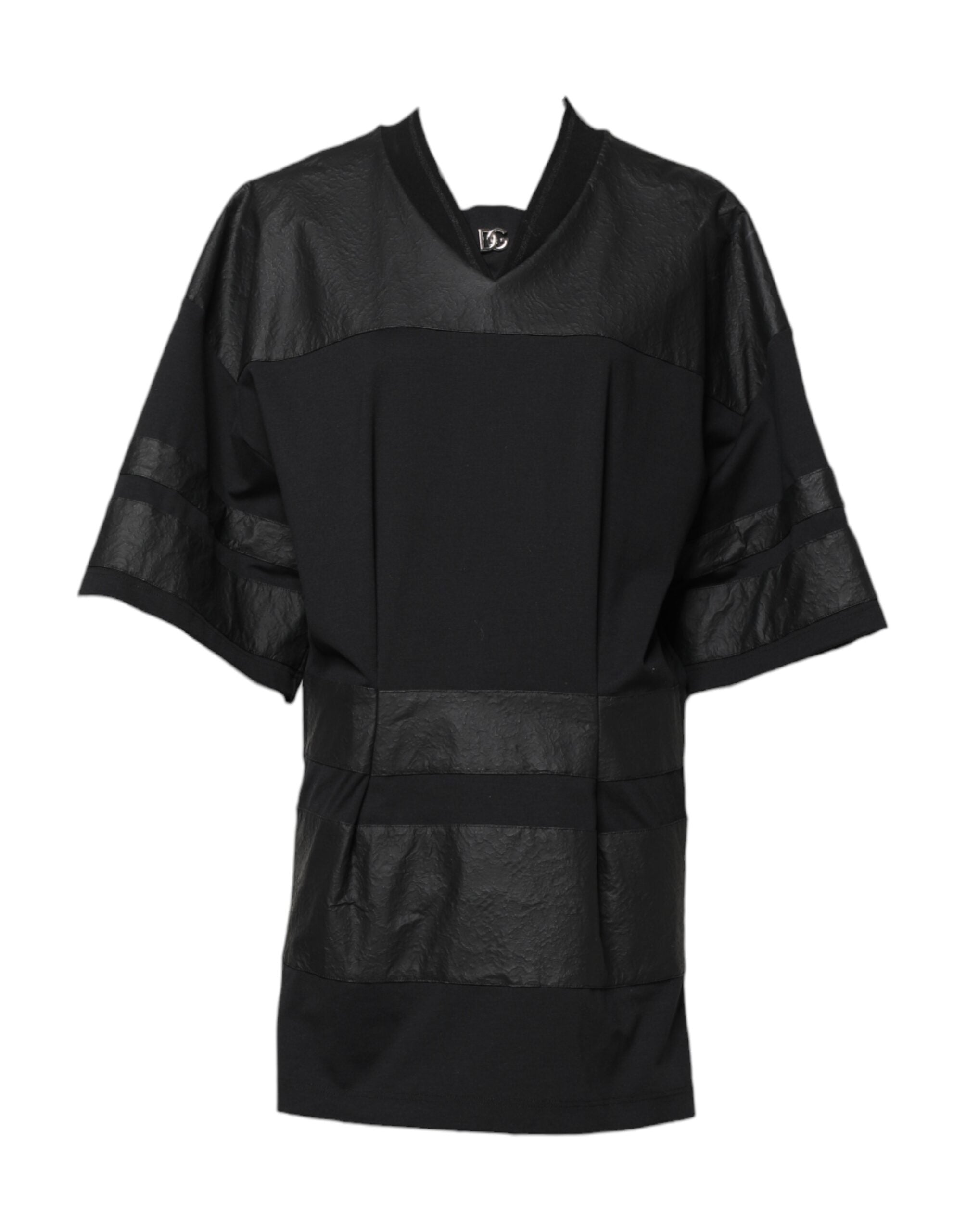Cotton-Blend V-Neck T-Shirt — Black