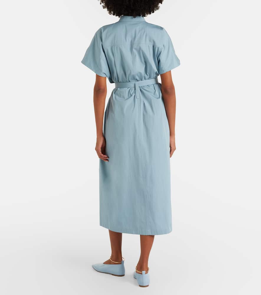 Belted cotton poplin shirt dress