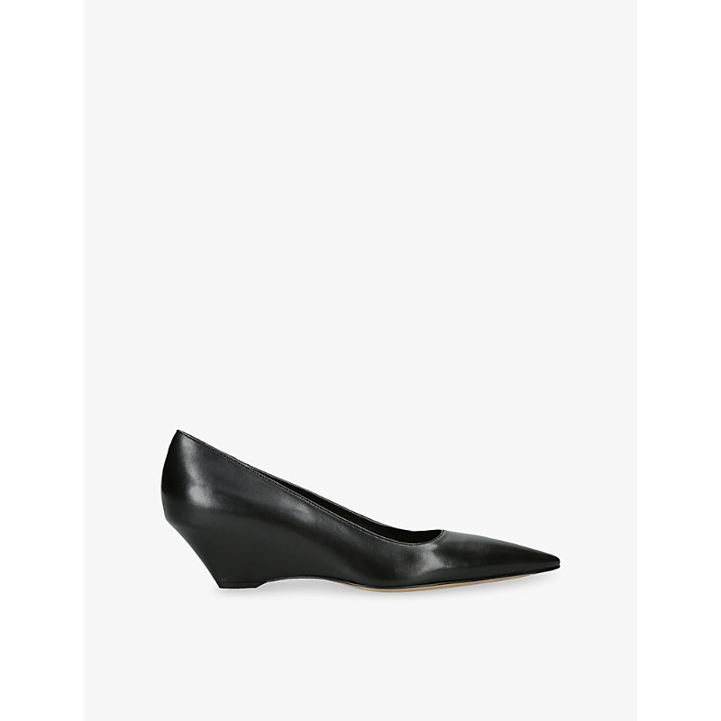 Womens Liisa Leather Wedge-Heel Pumps