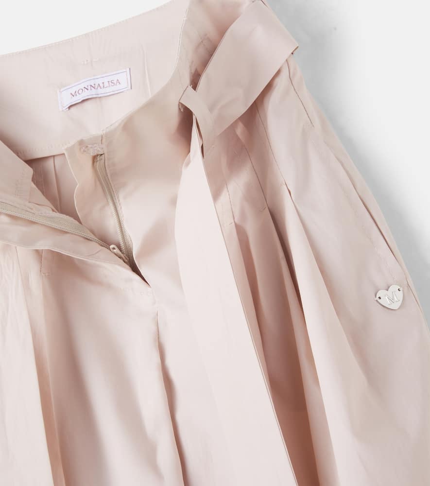 Pleated belted cotton pants