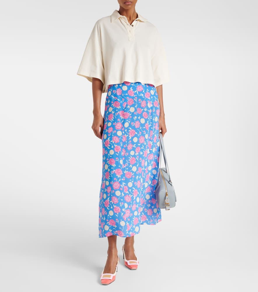 Carpi floral silk midi skirt