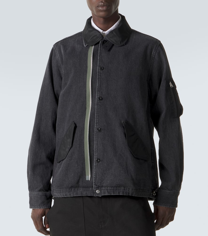 Twill-trimmed denim blouson jacket