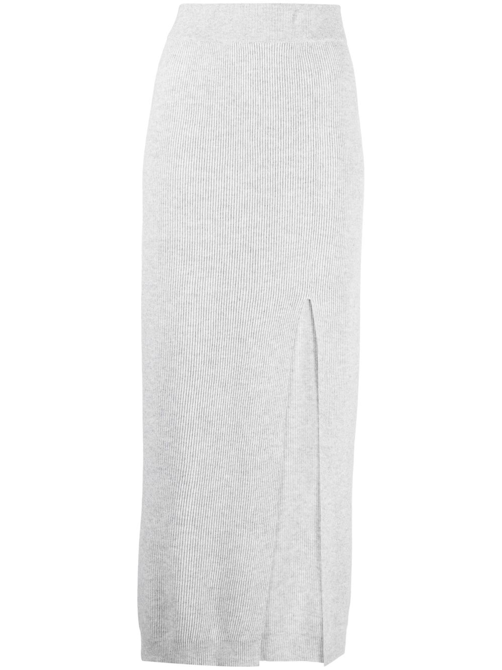 Ribbed-knit side-slit skirt - Grey