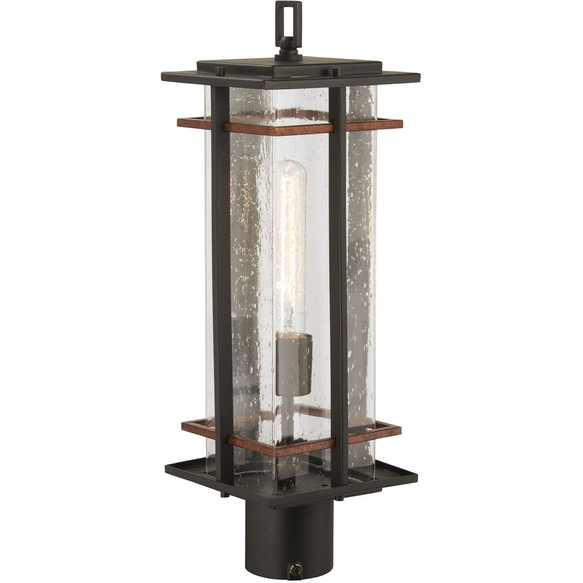 San Marcos 21" Outdoor Post Light in Black with Antique Copper Accent