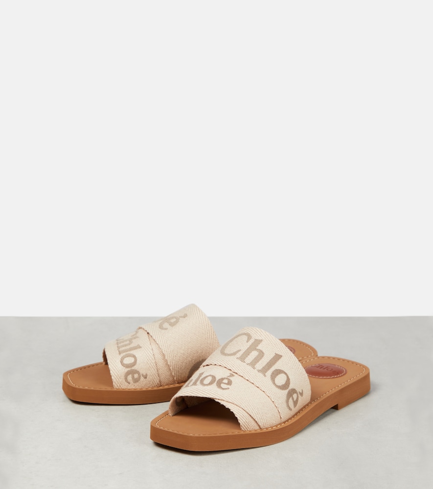 Chloé Woody canvas slides